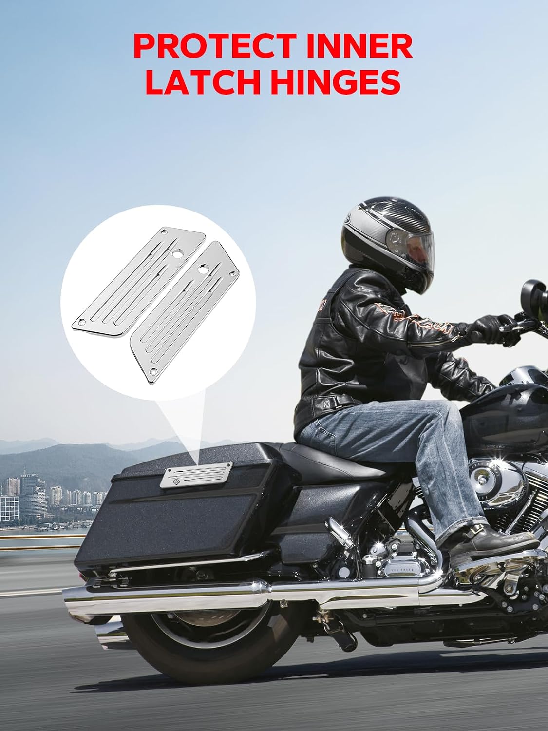 Amazicha Saddlebag Saddle Bag Latch Covers Chrome Compatible for Harley Davidson Touring Street Glide, Electra Glide, Road Glide 1993-2013