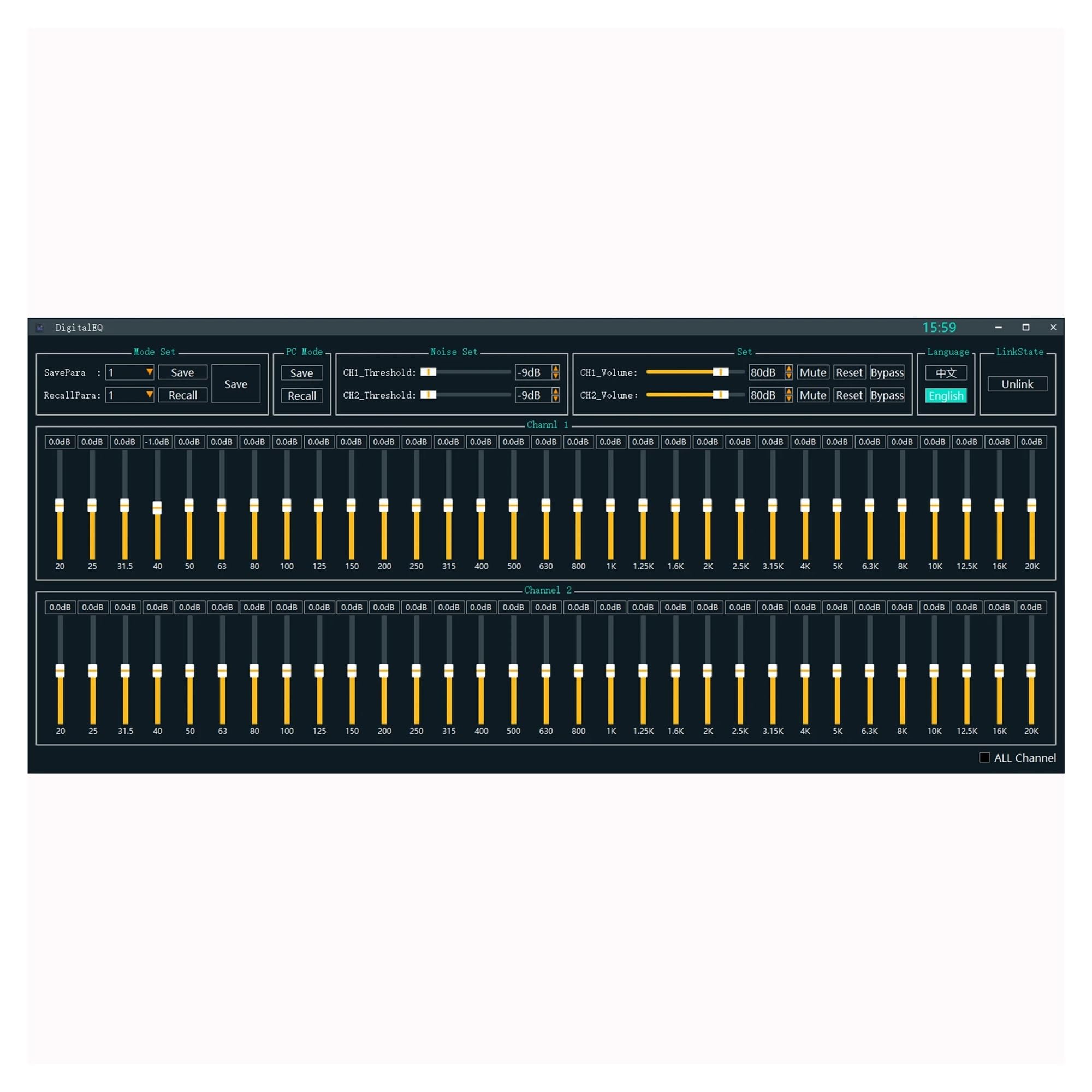 ECUALIZADOR Digital De 31 Bandas, Efecto DSP, Ecualizador Profesional De Espectro, Altavoz Con Pantalla LED, Audio Con Reducción De Ruido(B White)
