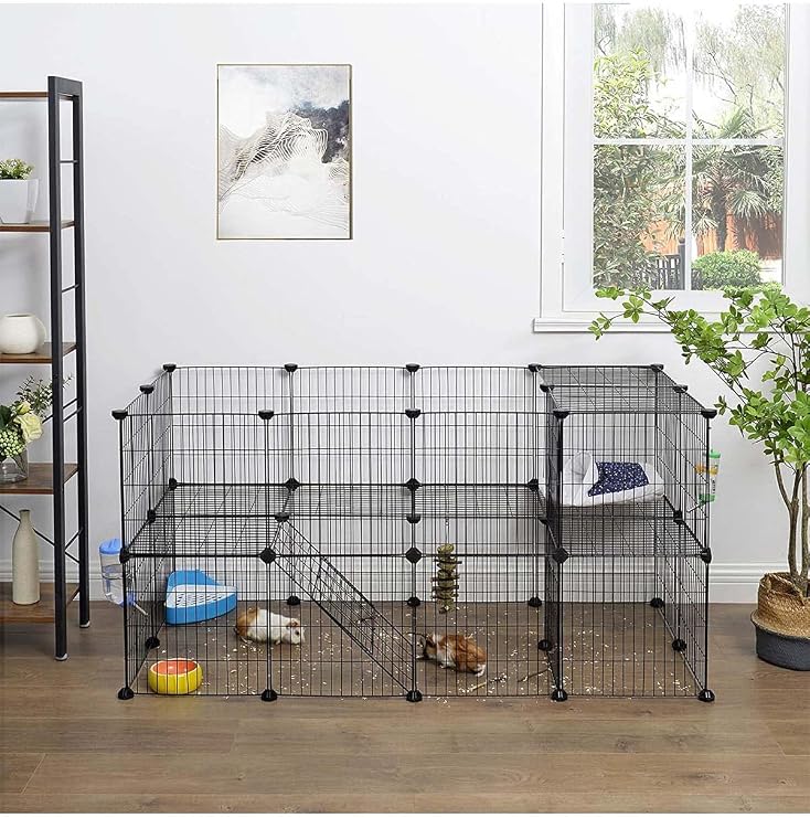 36 Panel Evcil Küçük Hayvan Kedi Köpek Kuş Evi Kafesi Oyun Parkı Portatif Taşınabilir Metal Tel