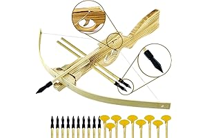 Archery Set with 10 Rubber-Tipped Bamboo Wood Arrows + 10 Suction Cup Arrows