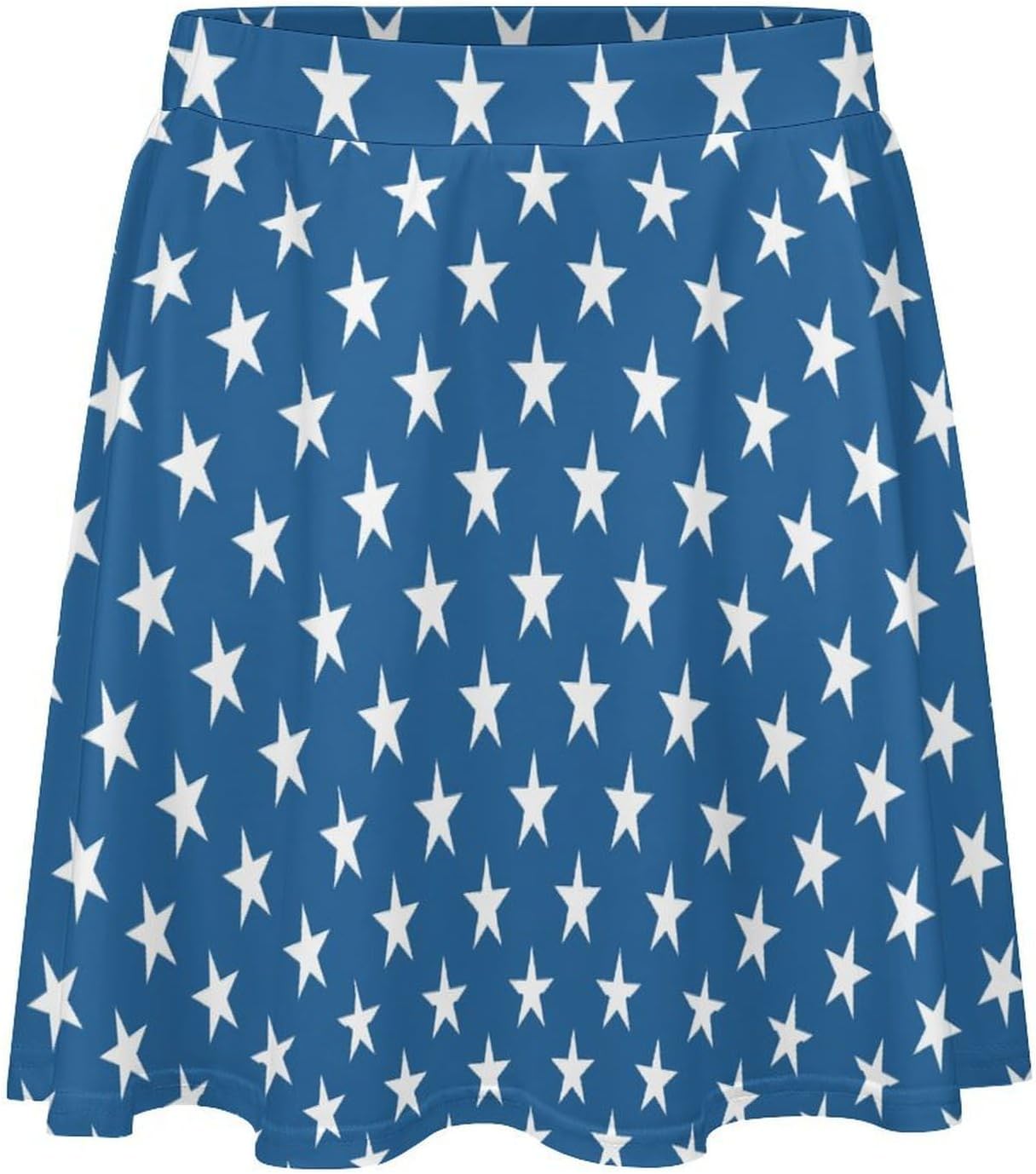 Womens Skater Skirts Mini Pleated Tennis Skirt White Stars on Blue High Waisted Athletic Golf Skorts Skirts