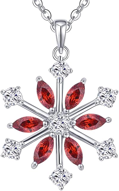 JO WISDOM Snowflake Necklace,925 Sterling Silver Frozen Snowflakes Cubic Zirconia Pendant Necklace,Jewellery for Women