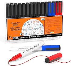 Shuttle Art 15 Magnetic Whiteboard Markers, Whiteboard Markers Fine Tip (2 mm), Whiteboard Marker Erasable Markers 11 Black 2 Blue 2 Red Perfect for Classroom, Conference