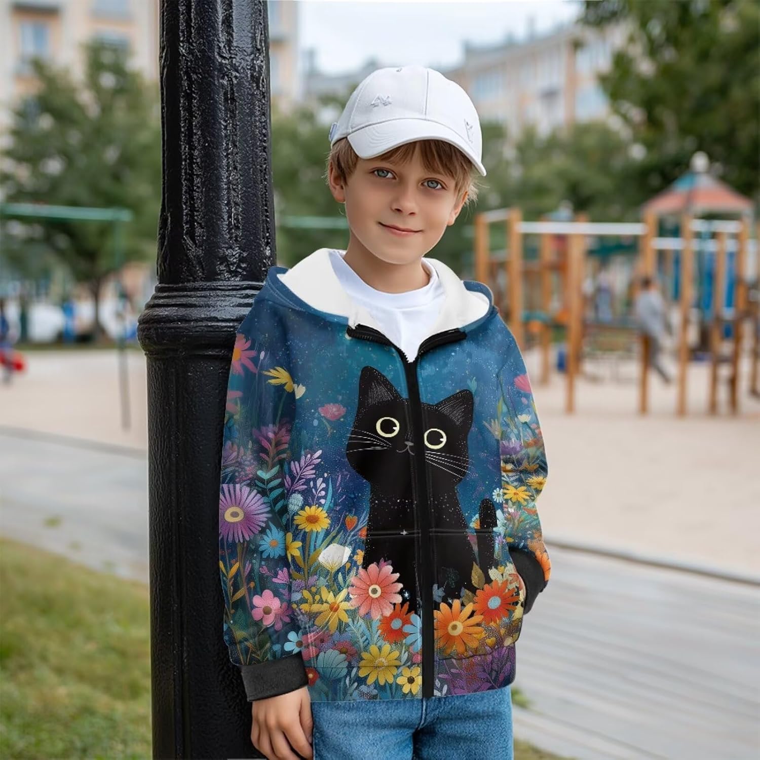 Kids Fleece Zip Up Hoodie Size 7-12 Boys Sweatshirts Fashion Kids Fleece Jacket with Kangaroo Pocket Animal Hoodie