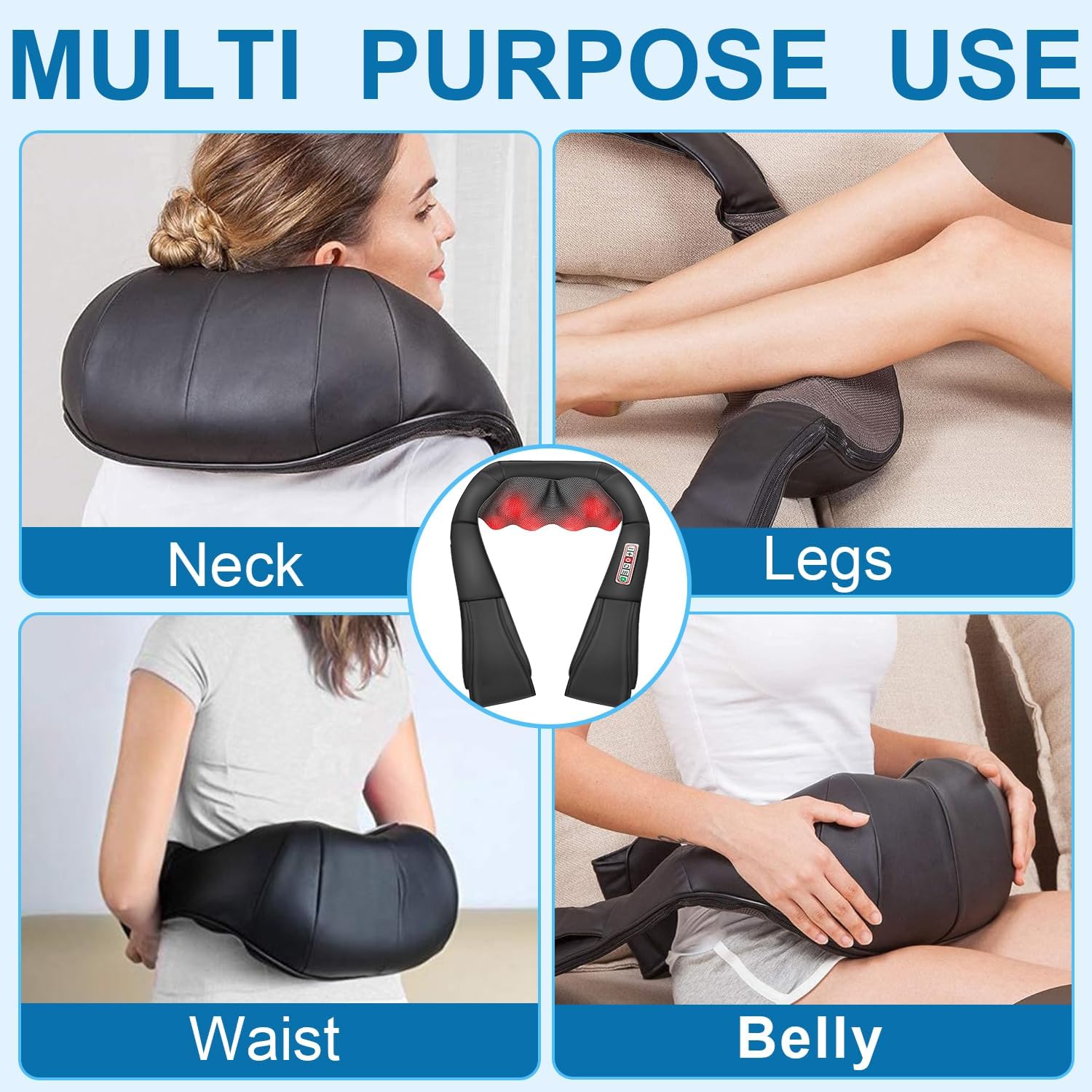 Shiatsu Neck and Shoulder Massager with Heat, Back Massager-Electric Deep Tissue 3D Kneading Massage for Shoulder Leg,Body Muscle Pain Relief,Home,Office,Car, Best Gifts for Women Men Mom Dad