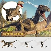 Vista 7 de FRUSE Juguetes de dinosaurio jurásico con control remoto para niños, juguete de robot de dinosaurio velociraptor de 2.4 Ghz, luz LED, para caminar