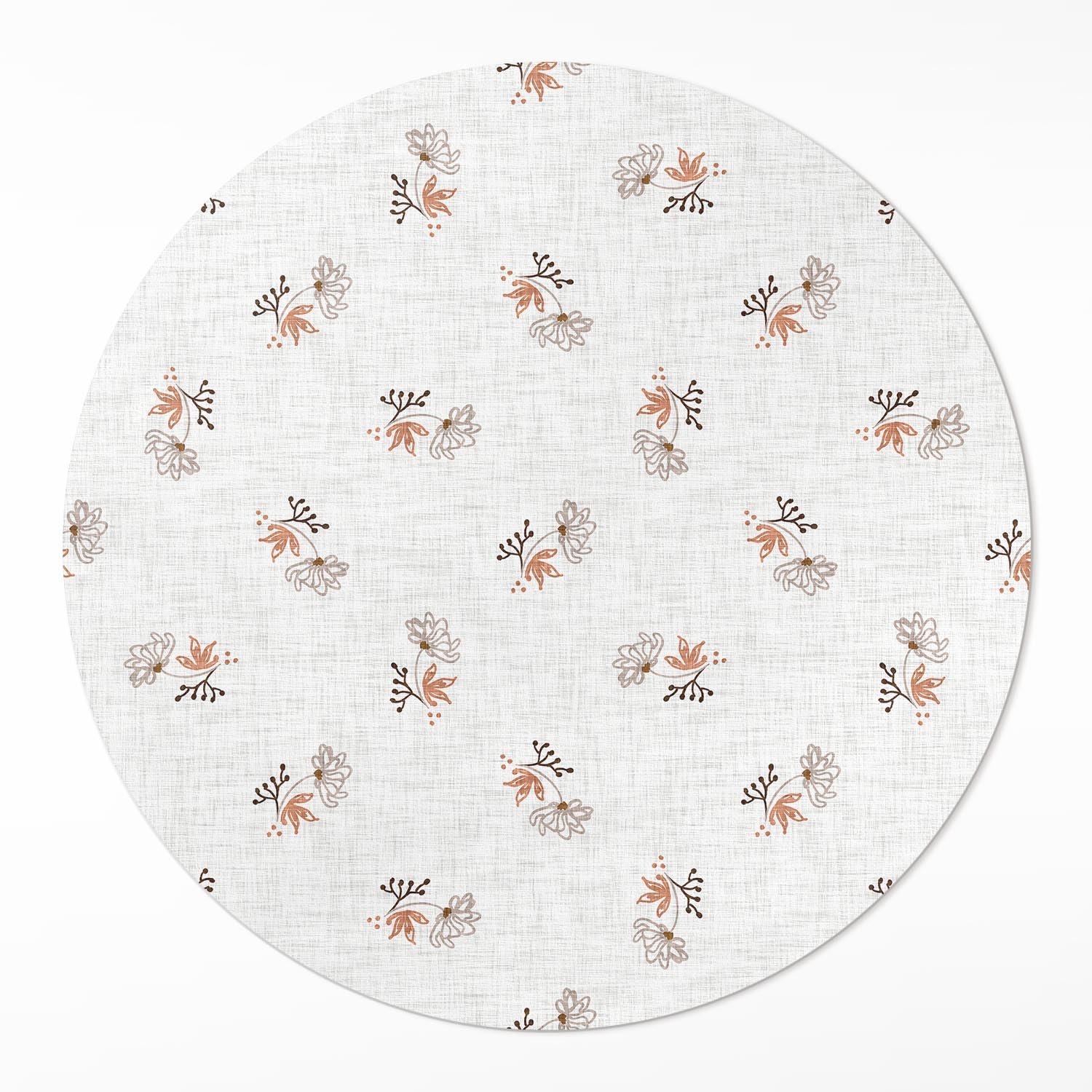 Tapis de sol cuisine résistant à la rayure et durable en vinyle rond motif fleurs