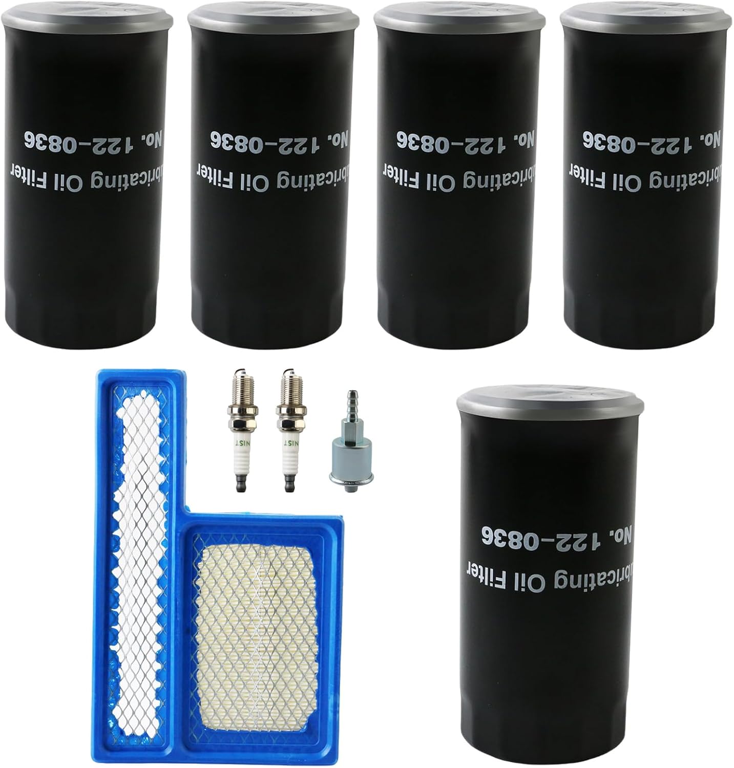 PACEWALKER Tune Up Kit 122-0836 Oil Filter 5PCS 140-3116 Air Filter & Fuel Filter with Spark Plug Compatible With Onan RV QG Generators 5500 7000 RV Generators HGJAA HGJAB HGJAC-Oil Change Kit