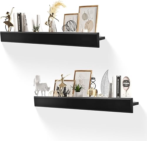 MITREL 32 Inch Picture Ledge Shelf with Lip,Floating Shelves for Wall, Set of 2 