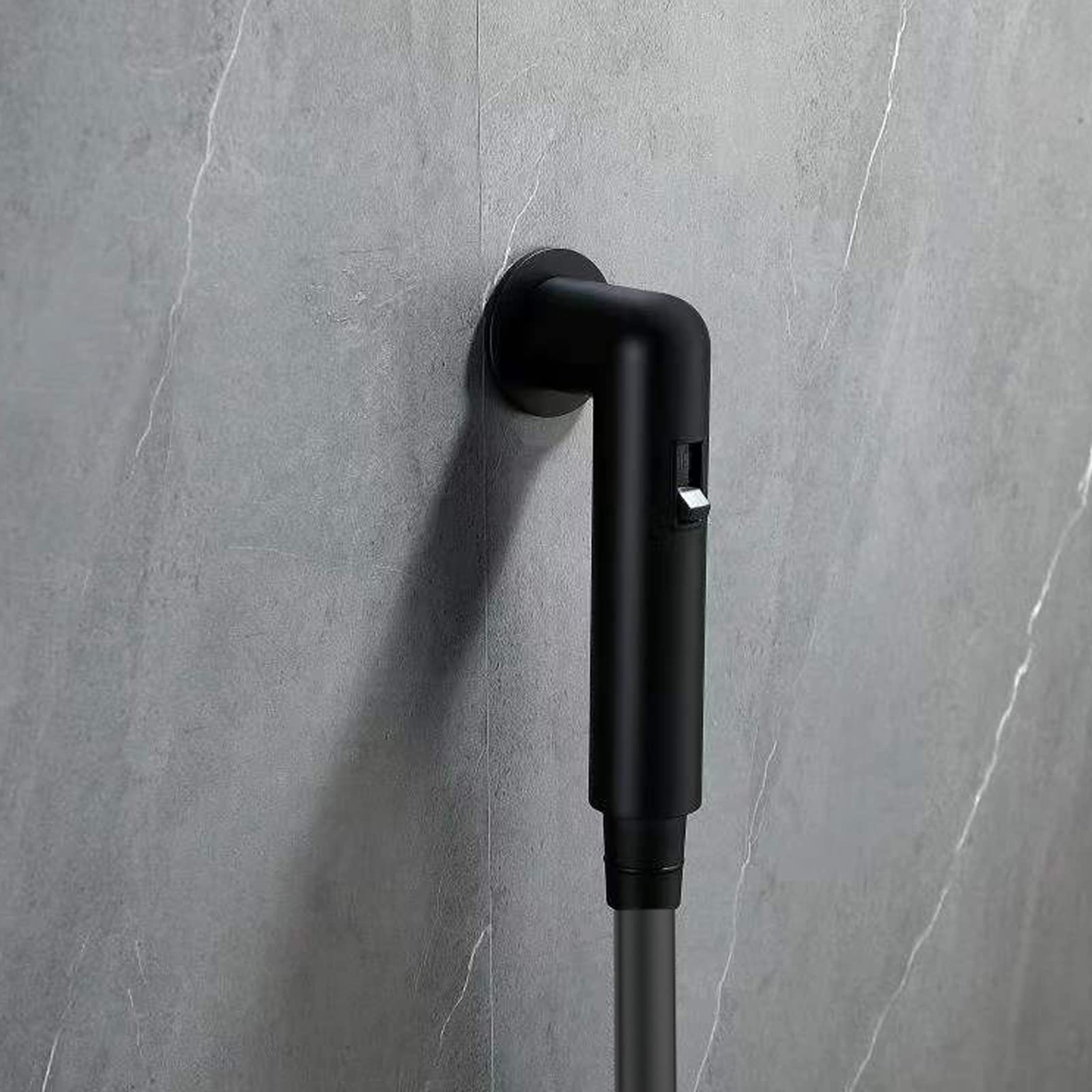 Pulverizador de Bidé de Mano para Inodoro, Rociador de Bidé de Soporte Potente - Presión de Agua Ajustable, Kit de Rociador de Inodoro de Bidé de latón para Higiene Personal/Baño,Negro