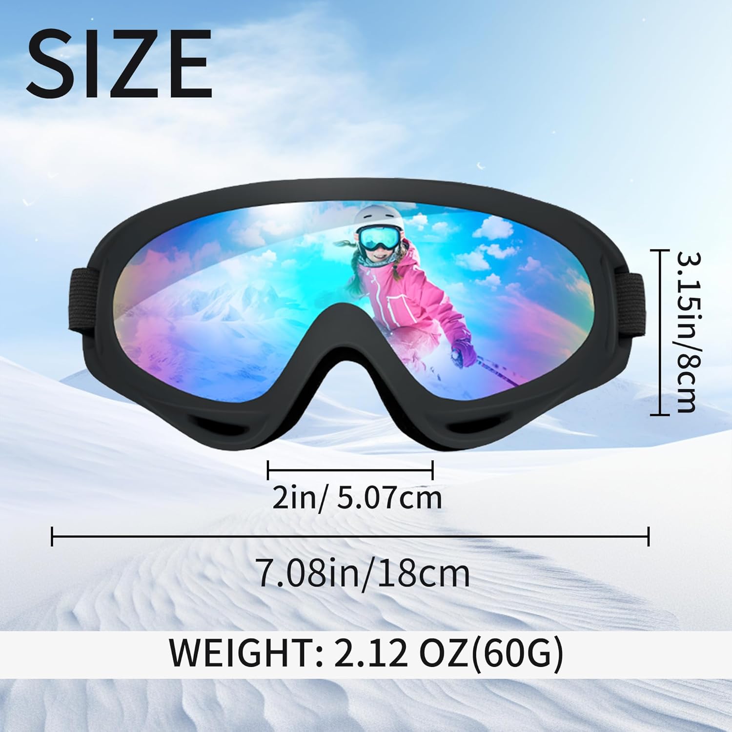 ATV Motocross Goggles Ski Goggles Safety Goggles over Glasses Impact Resistance Adjustable Headband - Image 3