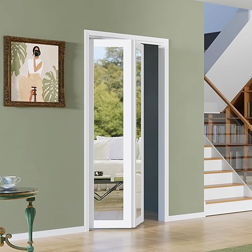 Miniatura 9 de BARNER HOME Puertas Bi-Fold, Puertas de Armario con Un Espejo para Abertura de 30 pulgadas x 80 pulgadas, Puerta de Armario Plegable con Kits