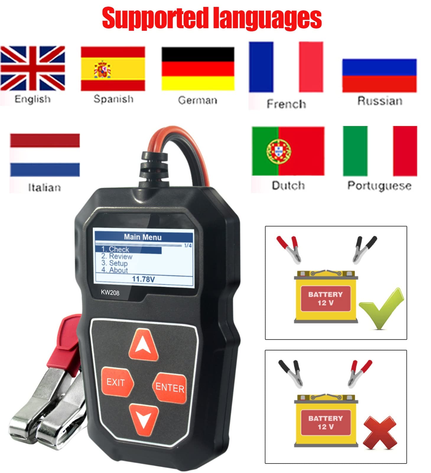KW208 Tester Akumulatora Samochodowego 12V 100 Do 2000CCA Tester Obwodu Ładowania Rozruchowego Analizator Akumulatora 12 V Narzędzia Do Akumulatorów