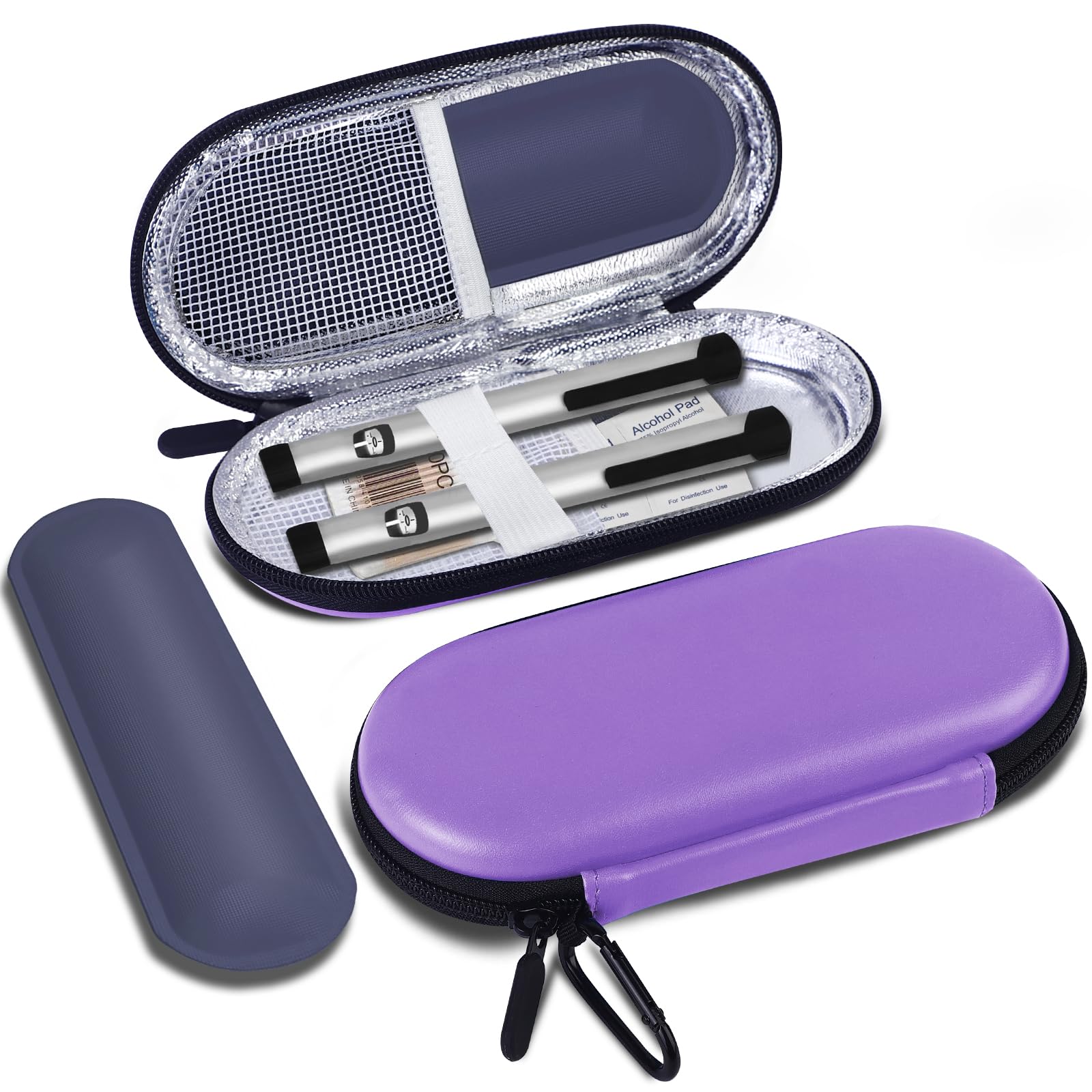 MOSLA Insulin Cooler Travel Case for Diabetic Organize Medication Insulated Cooling Bag with 2 Ice Packs for Insulin Pens and Other Diabetic Supplies (Purple)