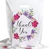 POPGIFTU 100 Pack Floral Thank You Gift Bags - 30x38cm Merchandise Retail Plastic Carrier Bags with Handles for Small Businesses, Boutiques, Clothing Stores, Weddings, Party Favors, Holiday Presents