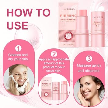 Tabriyot 2PCS Compact Anti Wrinkle Bar, Anti Wrinkle Moisturizing Multi Balm Stick, Multifunctional Hydrating Serum Stick for Face,Hands,Feet,Forehead,Under Eyes & Neck