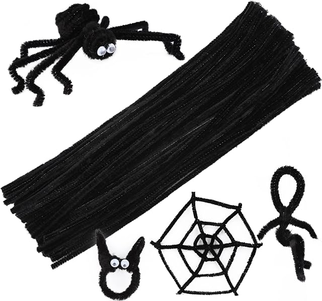 100 Pcs Pipe Cleaners Chenille Stems, Black Pipe Cleaners, Pipe Cleaners Craft supplies for DIY, Arts and Crafts Project Decoration