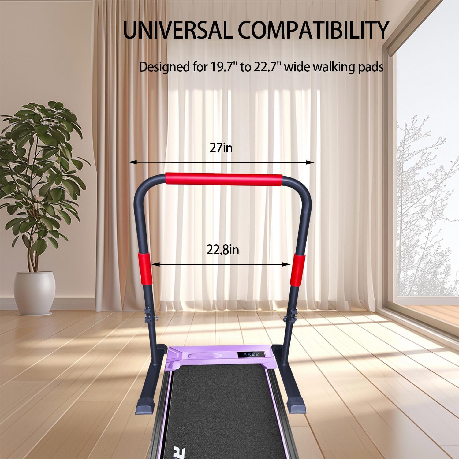 Adjustable Handle Bar for Walking Pad Only - Max Height 43", Compatible with 23" Walking Pad, Heavy-Duty Steel Frame w/Non-Slip Base