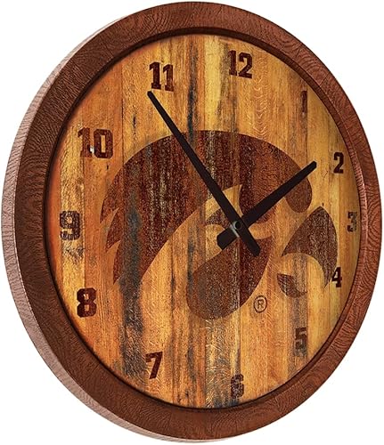 Miniatura 92 de The Fan-Brand NCAA Oklahoma Sooners: Faux Barrel Top Wall Clock Sports Team Bar Sign Décor - Home Man Cave, Party Decoration - Made On Demand