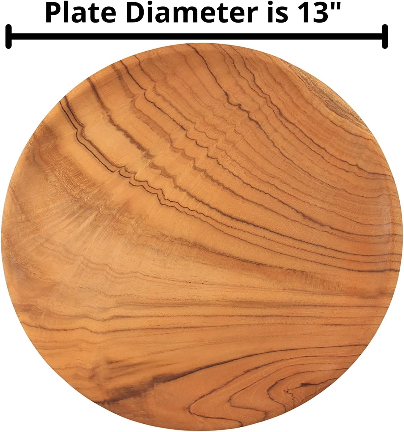 ANDALUCA Hand Crafted Rustic Teak Wood Charger Plate for Serving, Kitchen, Dining 13" Diameter