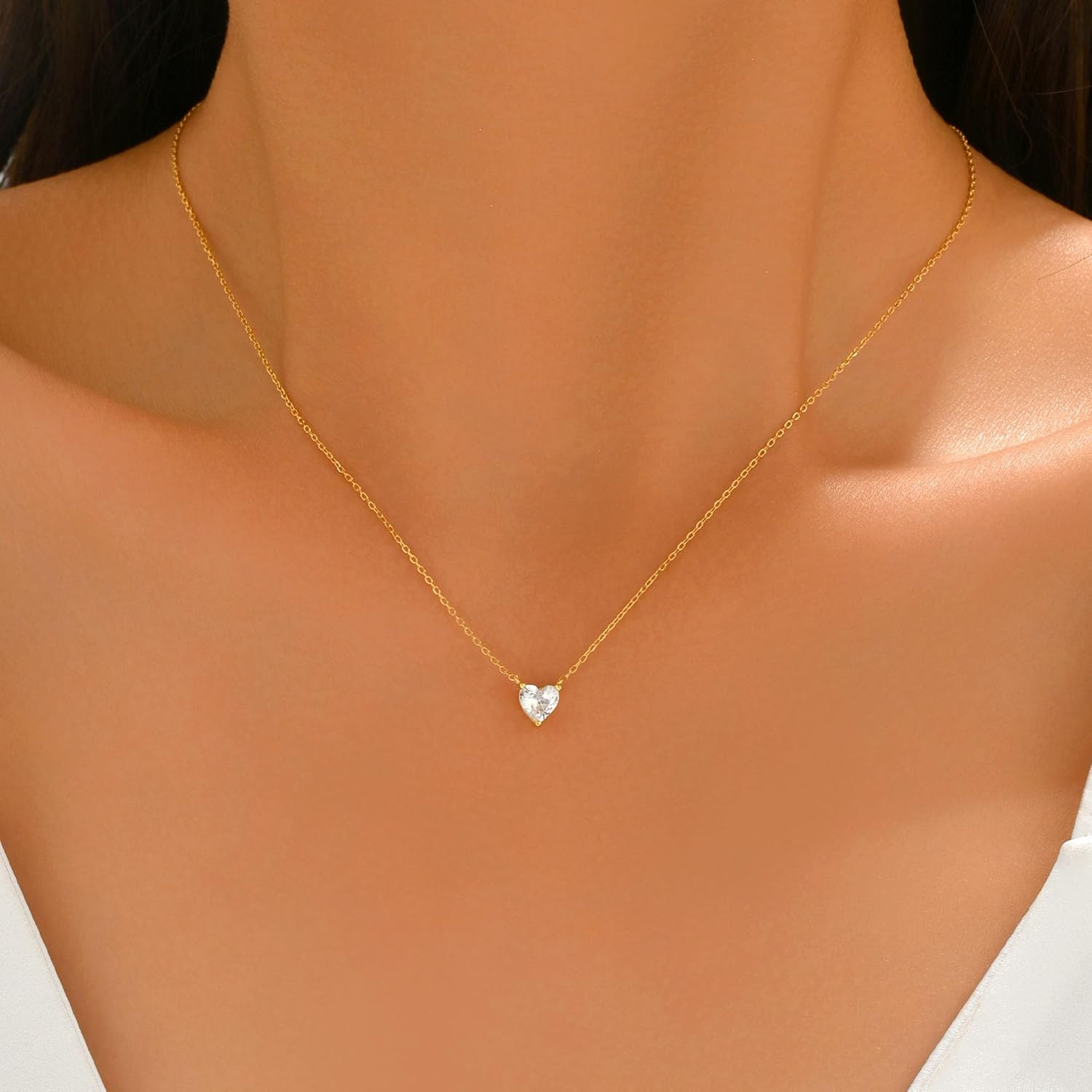 925 Sterling Silver Pink Heart Pendant Necklace for Women White Cubic Zirconia Necklace Dainty Cute White CZ Pendant Charm Chain to Daughter Mom Birthday Wedding Valentines Day Jewelry Gifts - Image 5