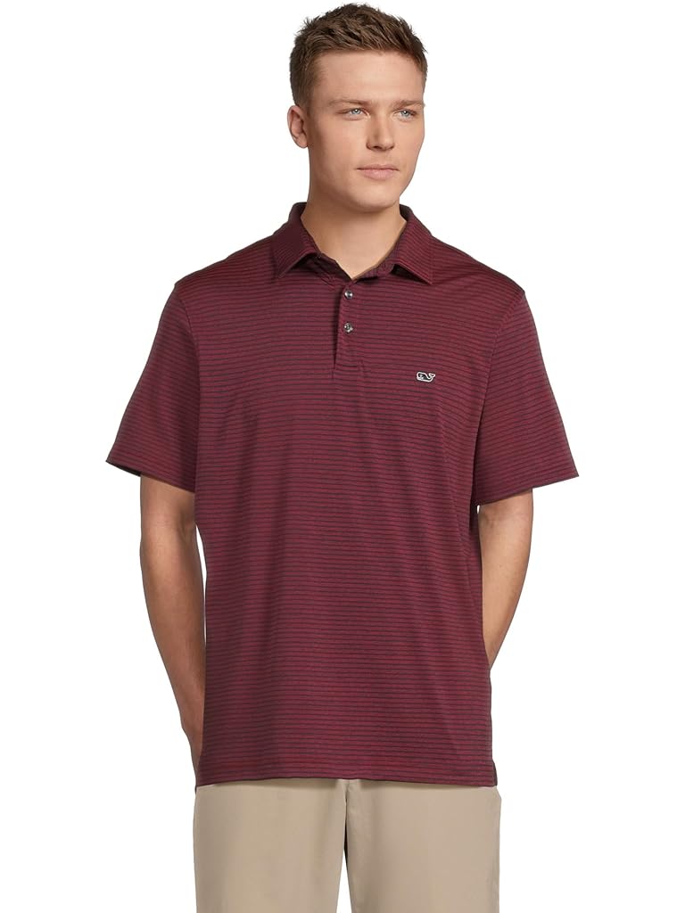 Burgundy Vineyard Vines Bradley Stripe Sankaty Polo