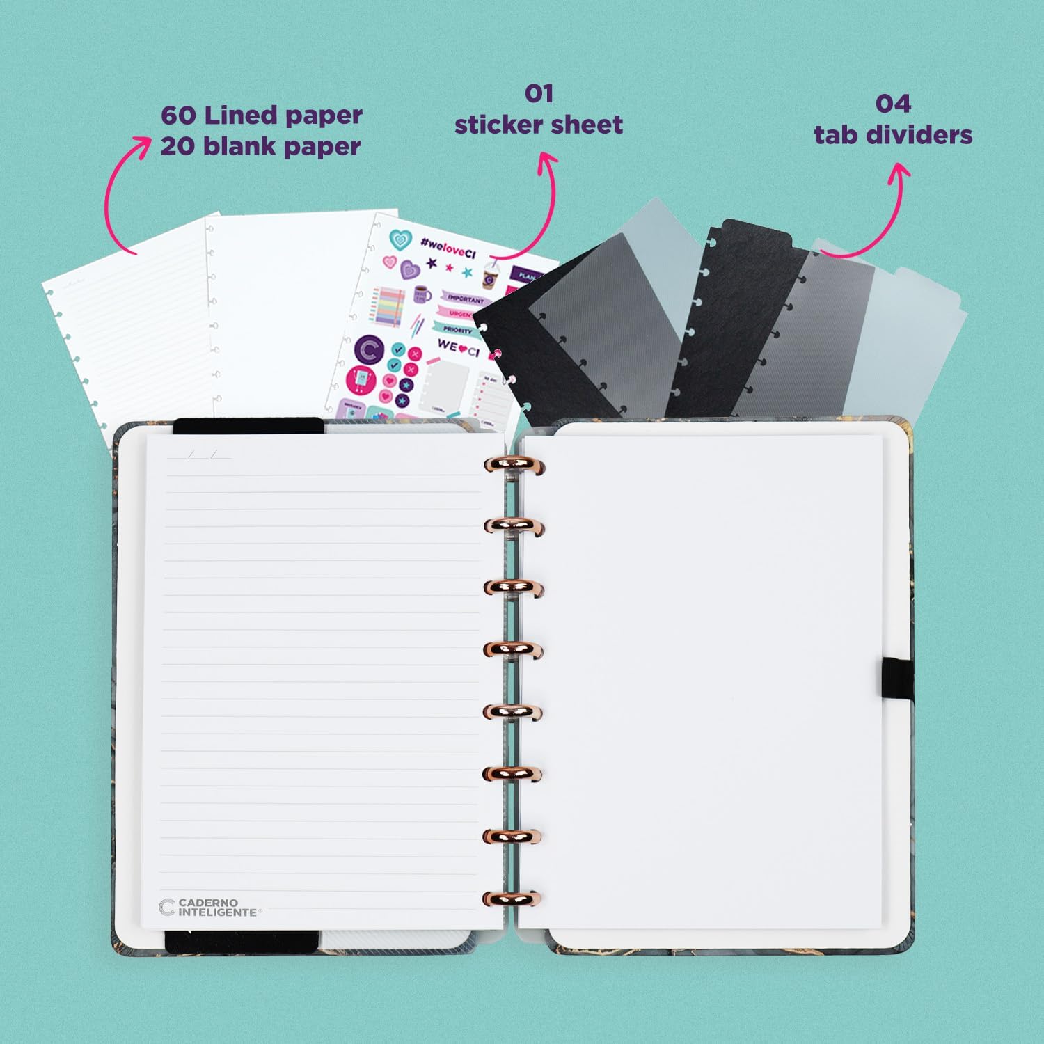Premium Discbound Notebooks - Plan, Organize, Customize, and Conquer- Discbound Planner with 4 Tab Dividers For Work, School, Journal, or Daily Use - 80 Pages (GOLDEN LOVE, SMALL 5.51 x 7.87 in)