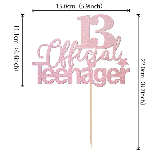 Miniatura 2 de 1 pieza de decoración oficial para pastel de 13 adolescentes con purpurina para cumpleaños de 13 años, suministros de fiesta de cumpleaños de 13,