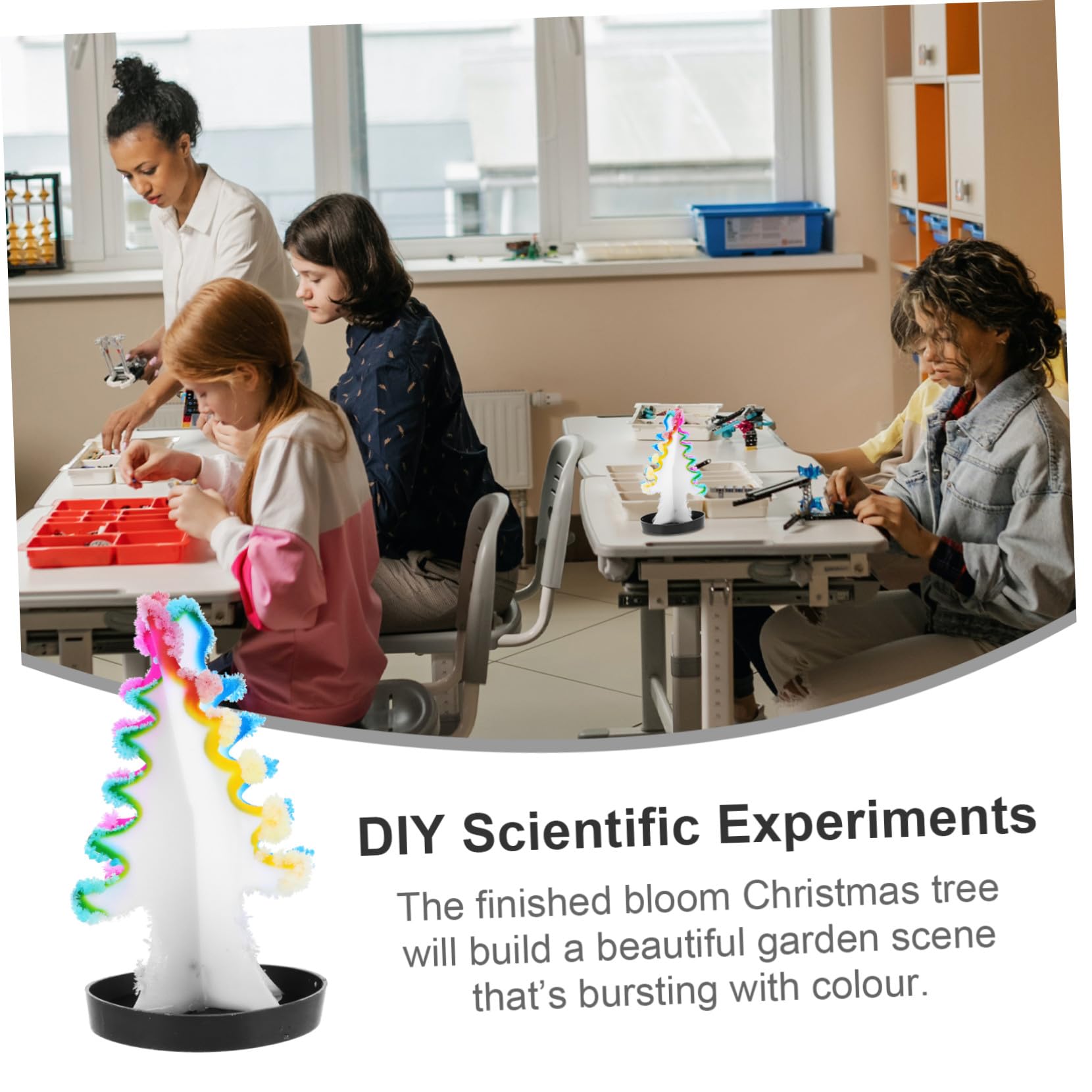 Toyvian 12pezzi Albero di Natale Fai da Te in Fiore Decorazione per Scrivania Esperimento Scientifico Educativo di Alberi di Natale DIY Attività Creativa per Ragazzo Ragazza Ragazza