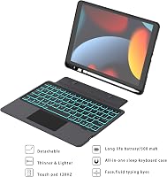 ROOFEI iPad 10.2 Billentyűzet Tok Német QWERTZ Touchpad Világítás Állvánnyal 3