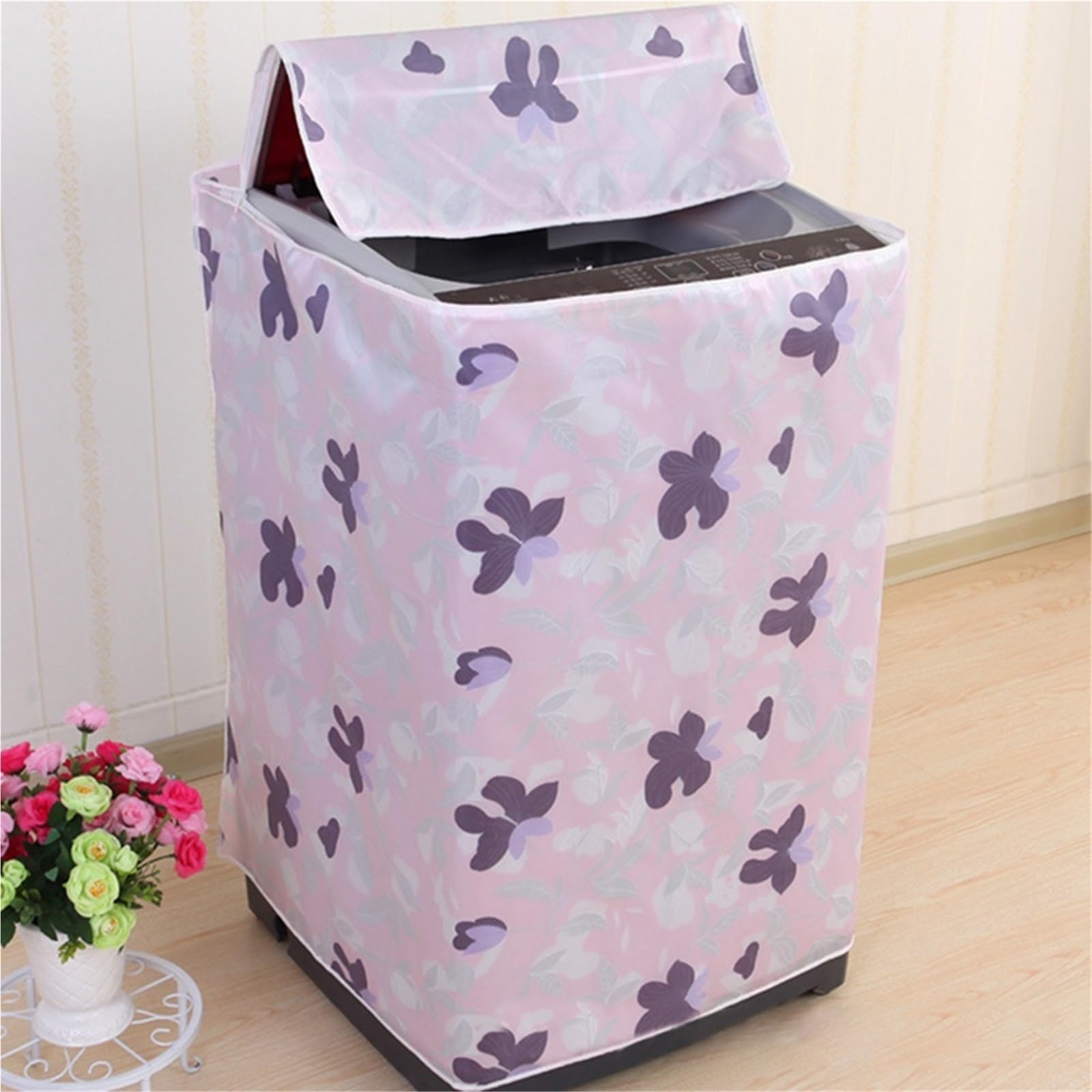 Copertura Della Lavatrice 2 pezzi di copertura impermeabile for lavatrice, asciugatrice, protezione solare, copertura for passaporto, custodia protettiva in argento rivestito, rullo con cerniera(Pink