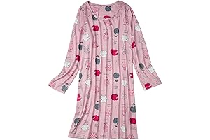 Cozy Sheep Printed Long Sleeve Nightshirt for Women - A Snuggly Delight for Tranquil Nights