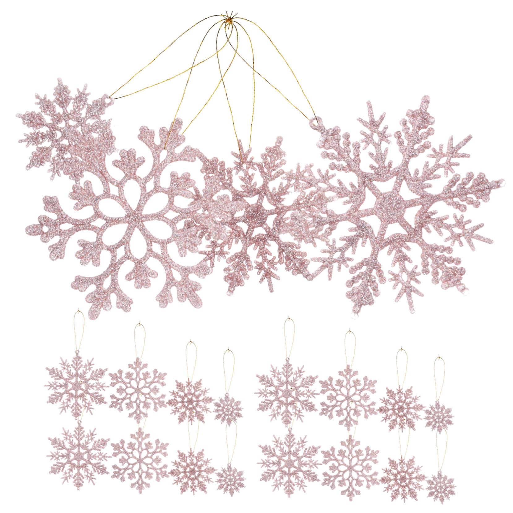 PRETYZOOM 108stücke Teiliges Schneeflocken-Ornament Glitzernde Weihnachtsbaum-Dekorationen Für Festliche Anlässe Wiederverwendbar Roségold Hängende Deko Für Weihnachtsfeiern Und
