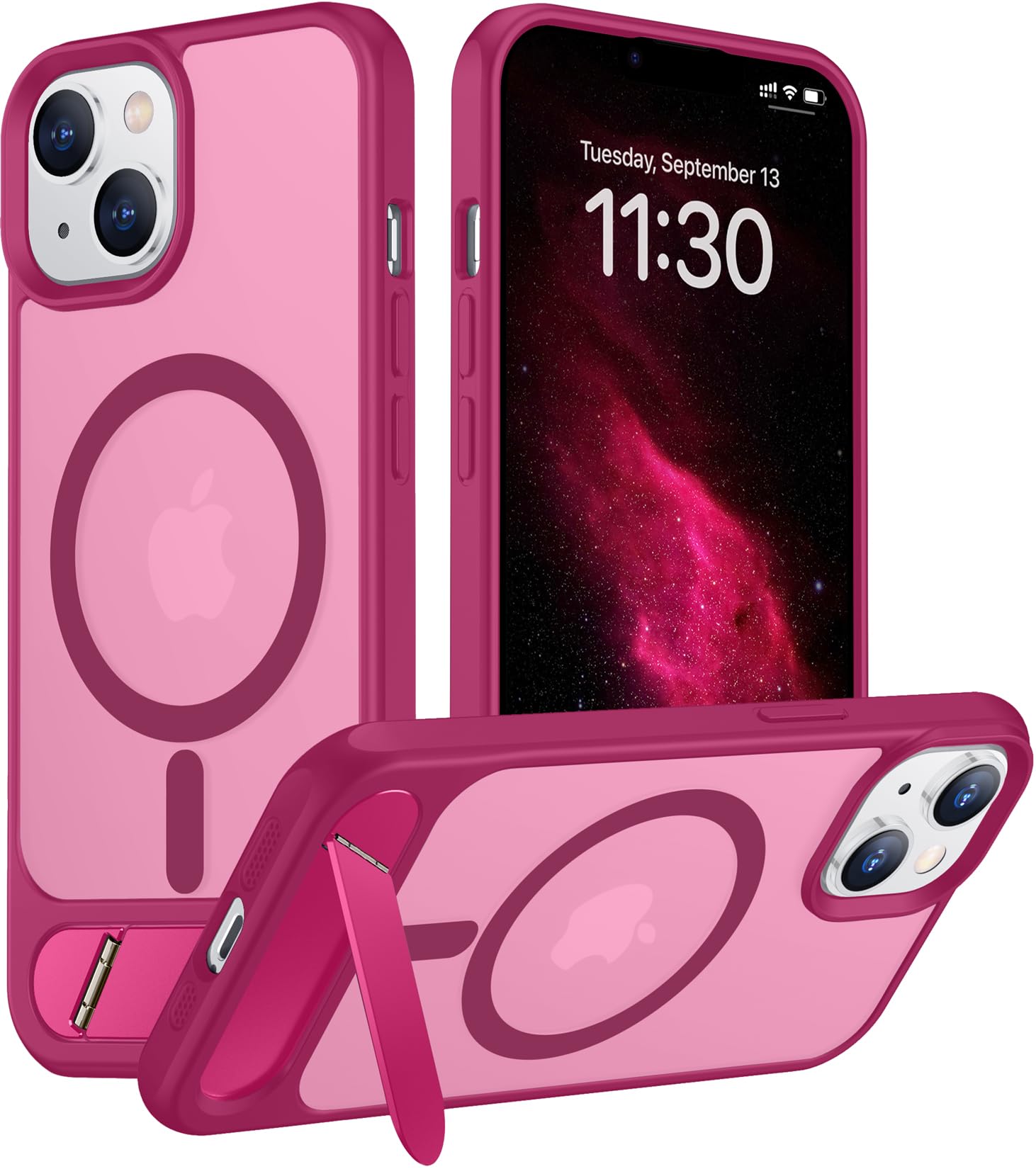 Temdan Magnetic Compatible with iPhone 14 Case/iPhone 13 Case,[Built-in Invisible Kickstand][Compatible with MagSafe][Military Grade Shockproof] Slim Translucent Matte Phone Case for iPhone 14/13 6.1"