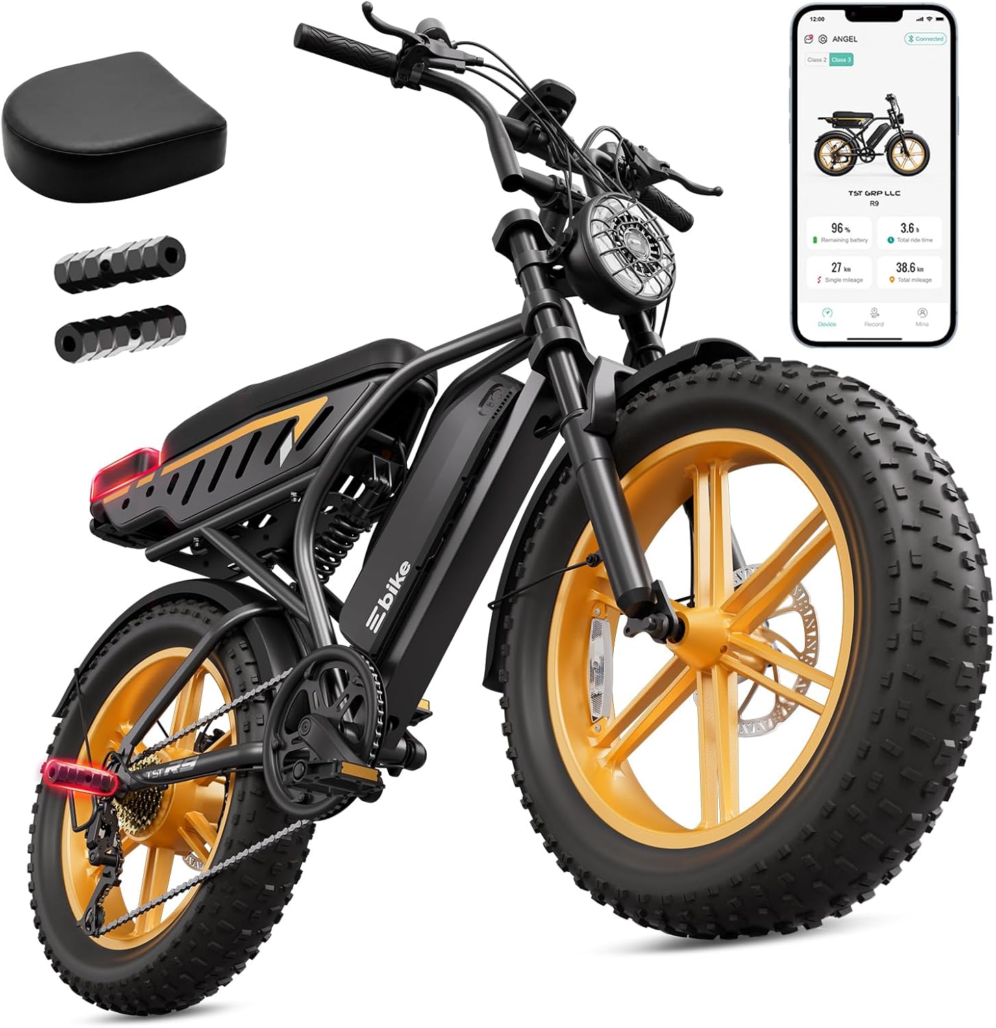TST Electric Bike for Adults 1500W Peak 20" Fat Tire All-Terrain E-Bike 60/130 Miles…