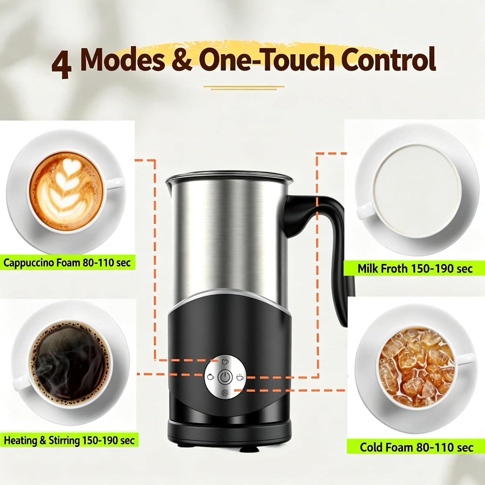 Montalatte elettrico da 350 ml, schiuma calda e fredda