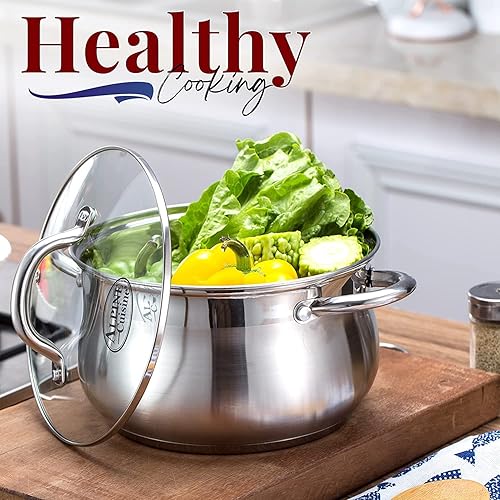 Miniatura 8 de Alpine Cuisine Juego de utensilios de cocina de aluminio, 7 piezas, cacerola con revestimiento antiadherente, horno holandés, sartén wok con mango