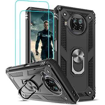 LeYi Samsung Galaxy A20e Case with 2 Tempered Glass Screen Protectors 360 Degree Rotation Ring Holder Military Reinforced Shock Absorption Protective Case for Samsung Galaxy A20e Black