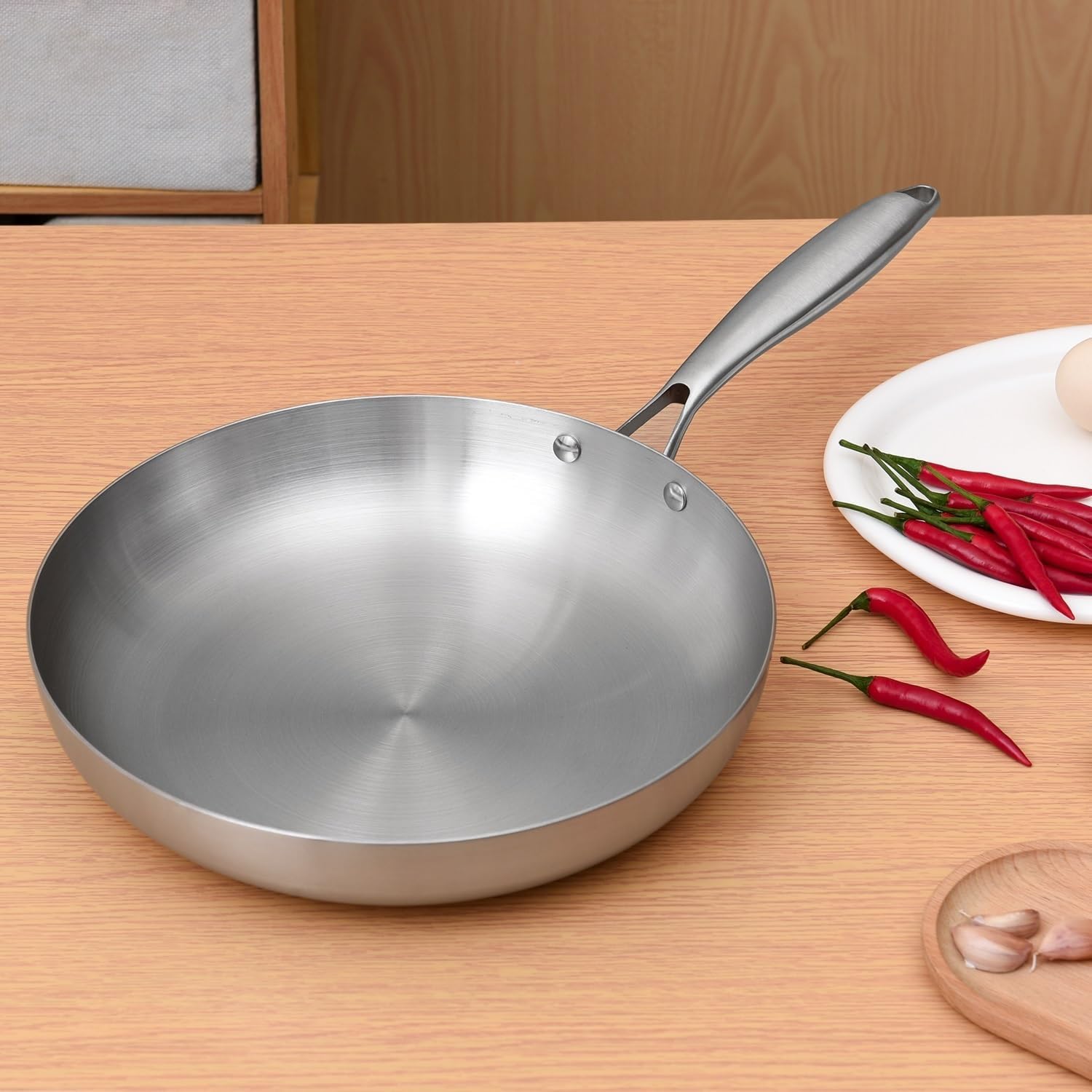 Cooking Pot Frying pan, Stainless Steel Frying Pan, Professional Grade Pans for Cooking, Fry Pan Stainless Steel Tri-Ply Clad 9-12in nonstick pan (Color : 28cm/11in)