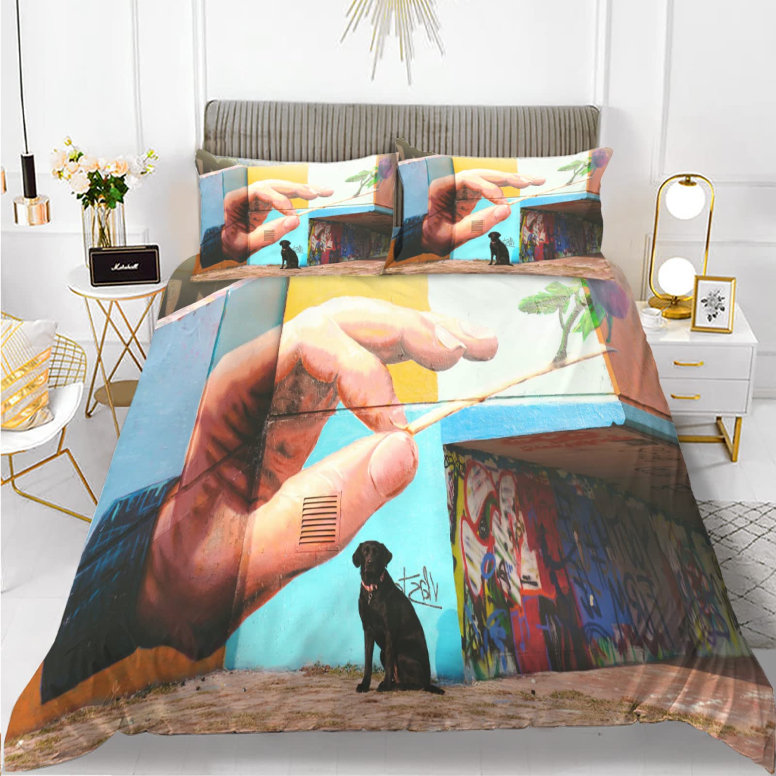 Parure de lit 240x260 fermeture éclair en microfibre pour un couchage rapide et sans plis