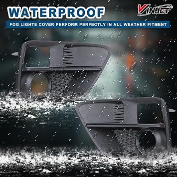 Winjet Fog Light Bezels For 2015 2016 2017 Subaru WRX/STI, Black PC Material Fog Light Cover Replacement, A Pair Fog Light Bezel Cover Driver & Passenger Side Fog Lamp Bezels