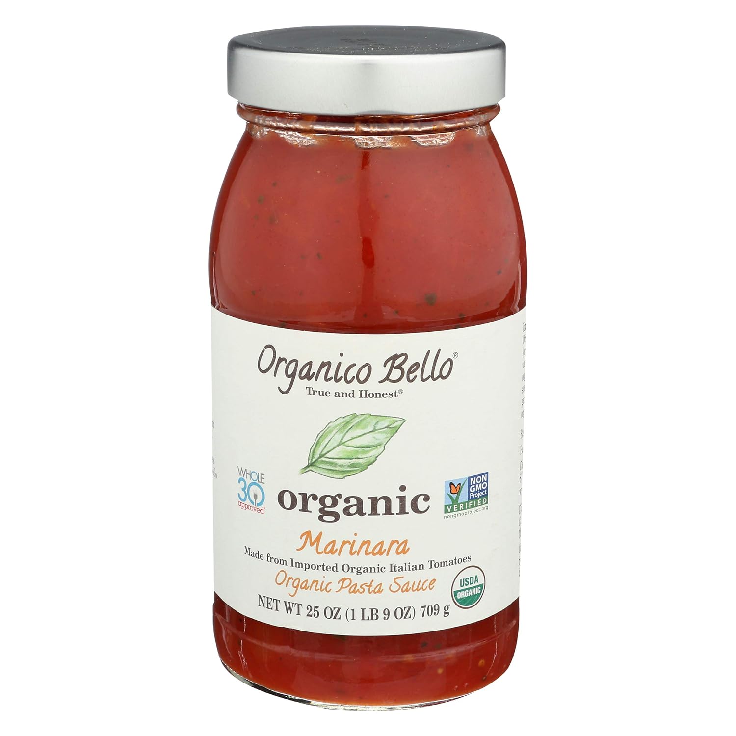 Organico Bello - Organic Gourmet Pasta Sauce - Marinara - 25oz (Pack of 6) - Non GMO, Whole 30 Approved, Gluten Free