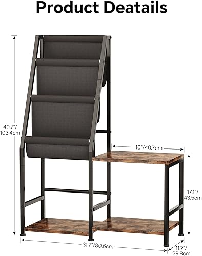 Miniatura 3 de Homeiju Soporte para tocadiscos 3 en 1 con almacenamiento de vinilo, gabinete de discos y soporte para tocadiscos, se adapta a 200 álbumes,