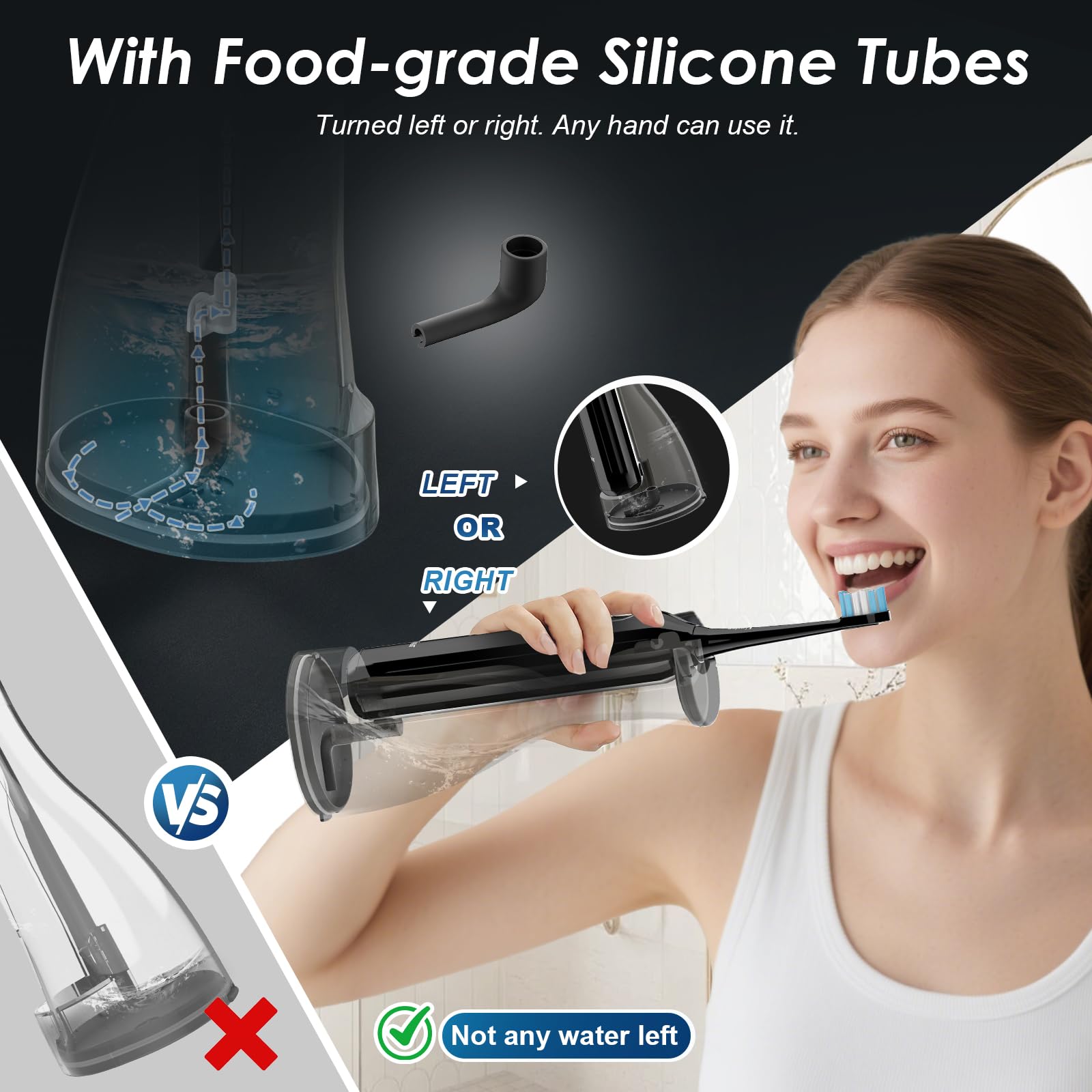 Zahnbürste mit Wasser Flosser Combo für Erwachsene, 4-in-1 wiederaufladbare elektrische Zahnbürste mit Wasserflosse, IPX7 wasserdicht, 4 Modi, Schallzahnbürste, 3 Modi, Reise, schnurlose