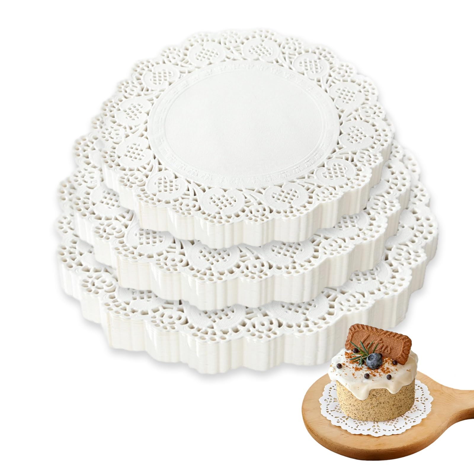 PEAPIN 90PCS Round Lace Paper Doilies, White Disposable Cake Doilies