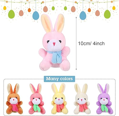 Miniatura 2 de Skylety 12 piezas de conejo de Pascua de peluche de conejo de 4 pulgadas, juguetes de conejo de peluche suave y diminuto, muñeco colgante de felpa
