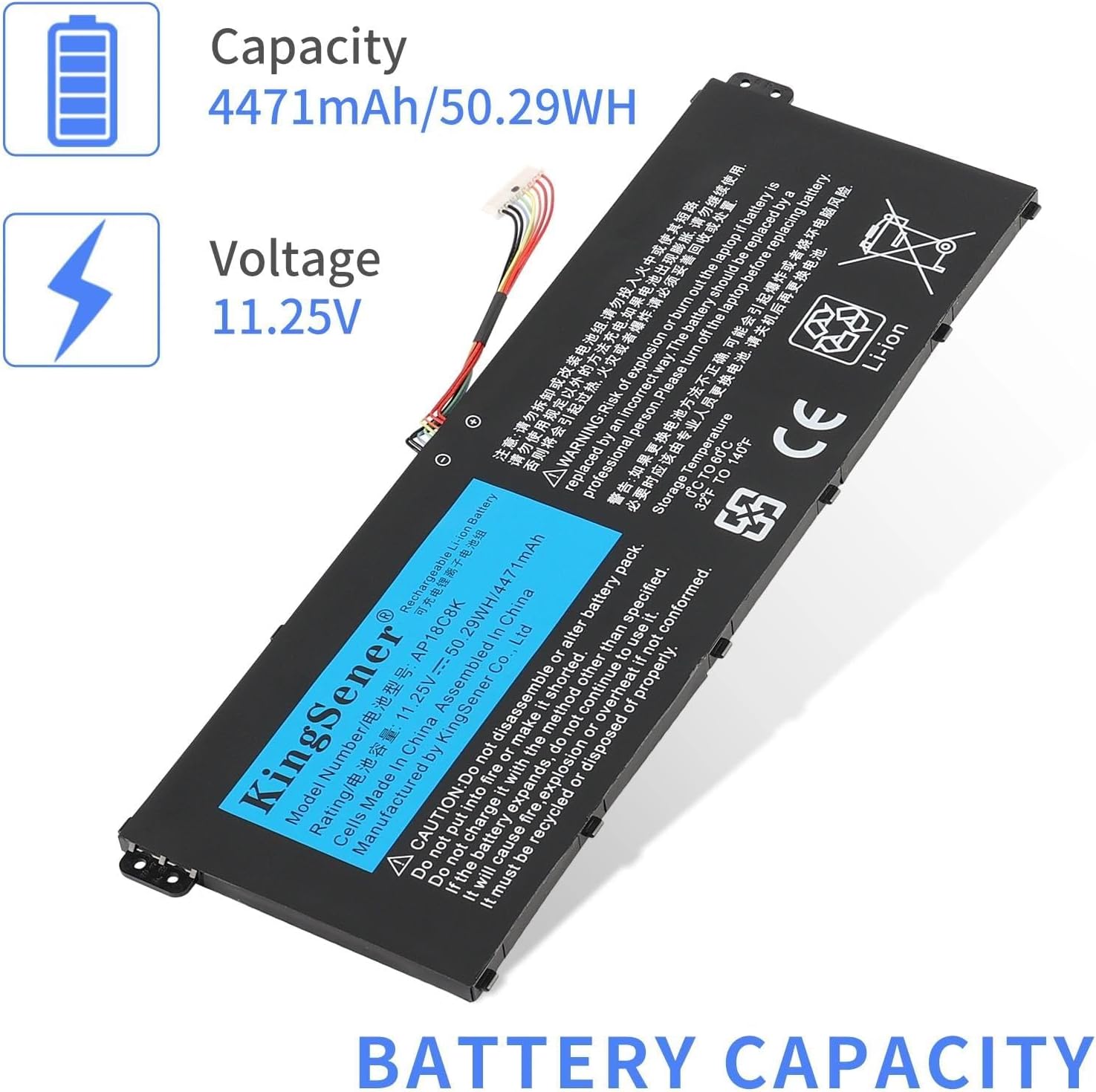 50.29Wh AP18C8K Laptop Battery for Acer Aspire 5 A514-52 A514-52-58U3 Chromebook 314 C933 Swift 3 SF314-42 SF314-57 SF314-57G SF314-58 Series Notebook 11.25V
