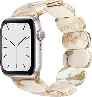 Heesch Tortoise Stretchy Watch Band Compatible with Apple Watch Resin Cute Watch Strap Wristband for iWatch Bracelet for Women Men Girls, 38/40/41mm, 42/44/45/46/49mm, Oval Version