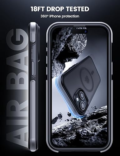 Miniatura 7 de Lamicall Funda magnética para iPhone 15 para MagSafe - protección contra caídas de grado militar de 18 pies Funda con parachoques de aire y bordes