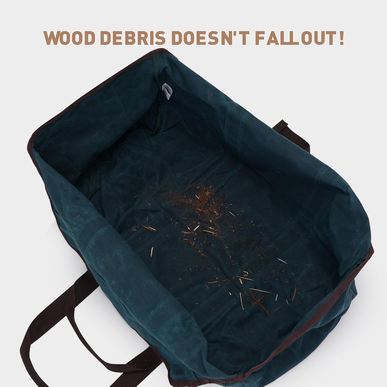 Waxed Canvas Log Carrier Tote Bag, Extra Large Durable Firewood Holder with Handles and Shoulder Strap - DarkBlue - Image 6